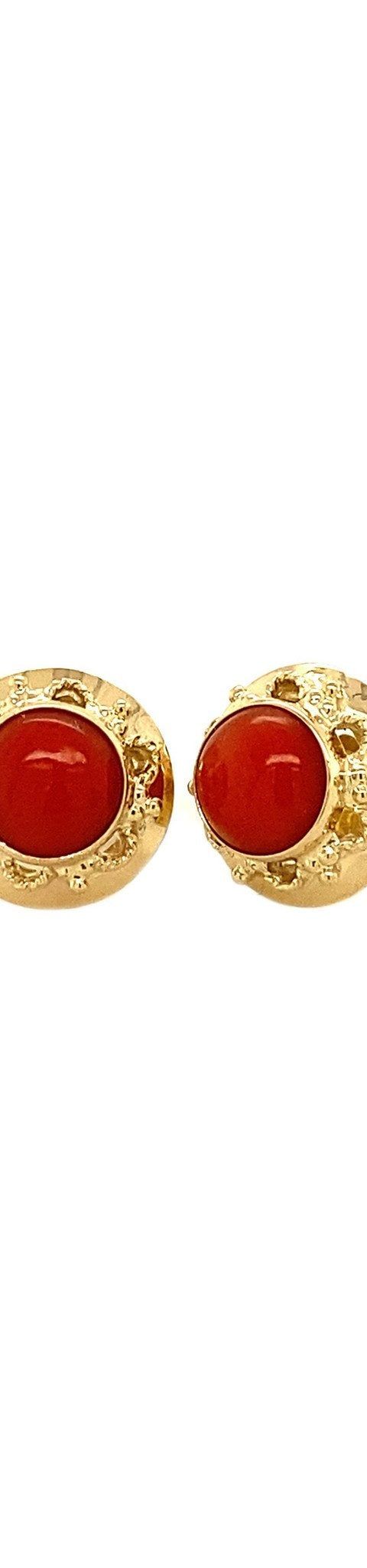 Vintage 14K Gold Stud Earrings with Red Coral